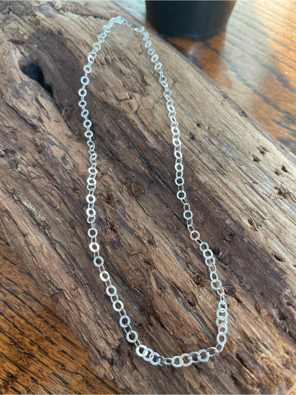 Sterling Silver Open Circle Link Necklace - White